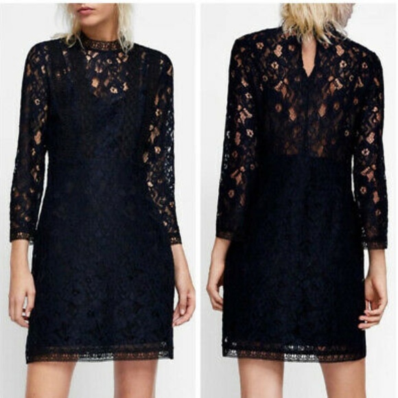 Zara - Lace Navy Dress - Size XS - Mini Cocktail - Picture 1 of 6